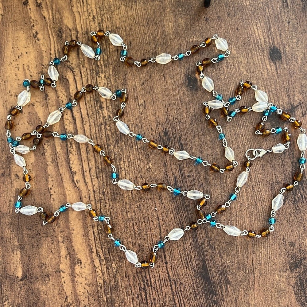 Beautiful Bohemian Style, Costume Jewellery Long Necklace Glass Beads